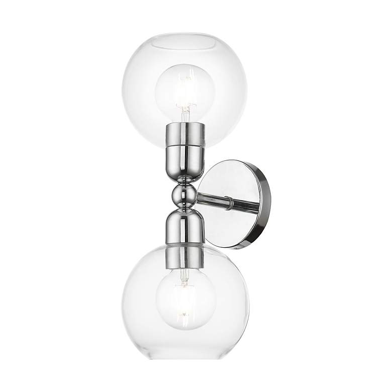 Image 6 Downtown 2 Light Polished Chrome Sphere Vanity Sconce more views