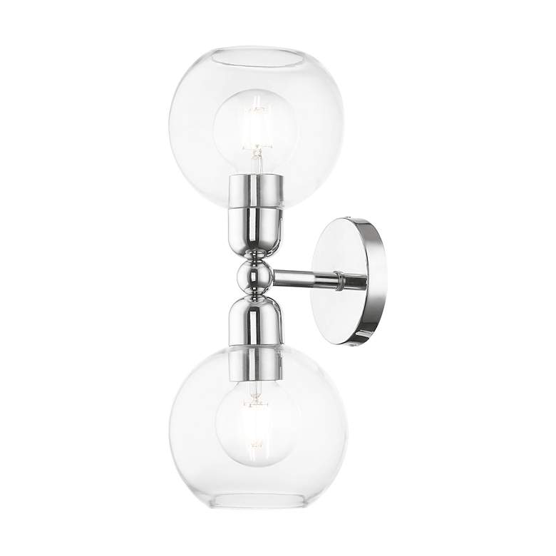 Image 7 Downtown 2 Light Polished Chrome Sphere Vanity Sconce more views