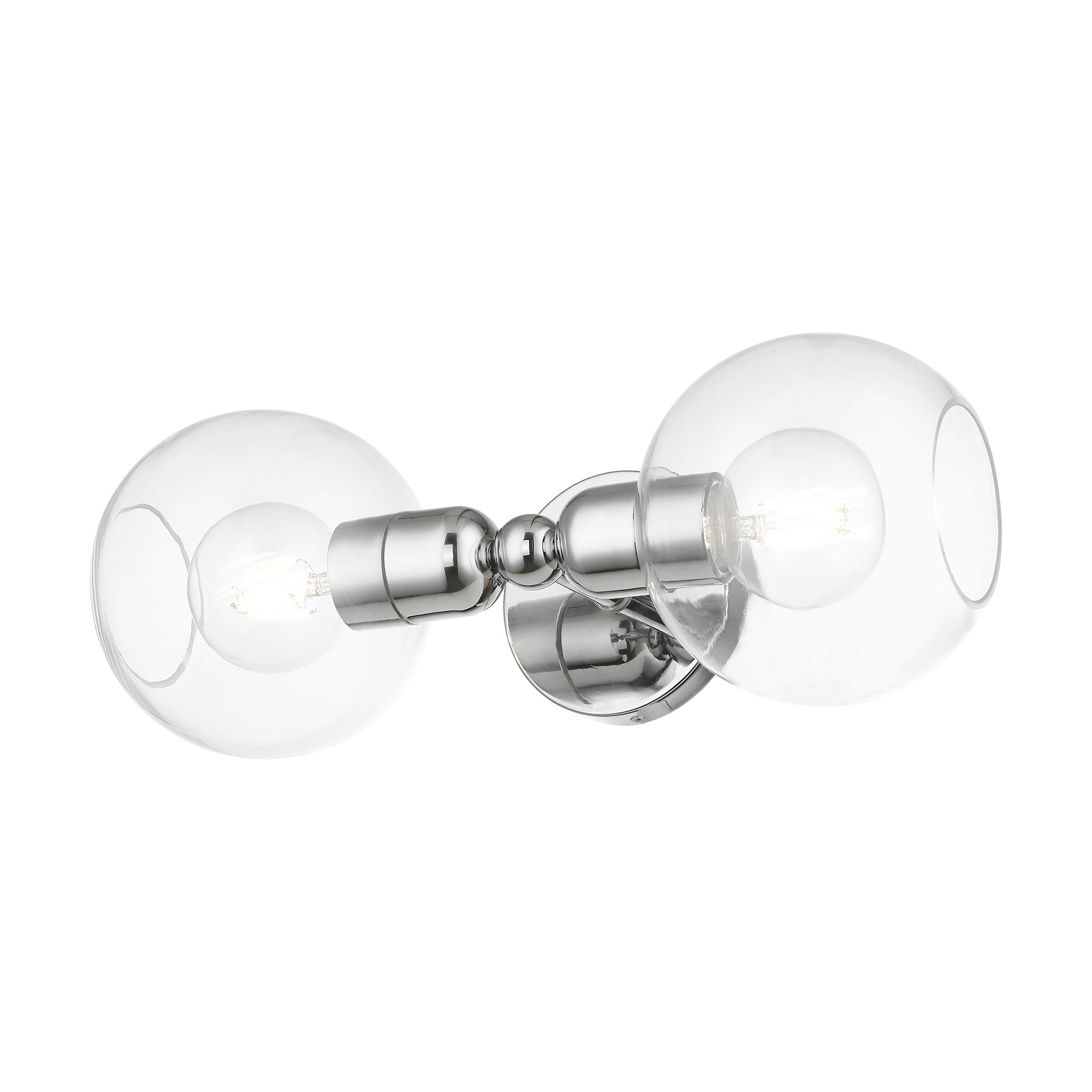 Downtown 2 Light Polished Chrome Sphere Vanity Sconce