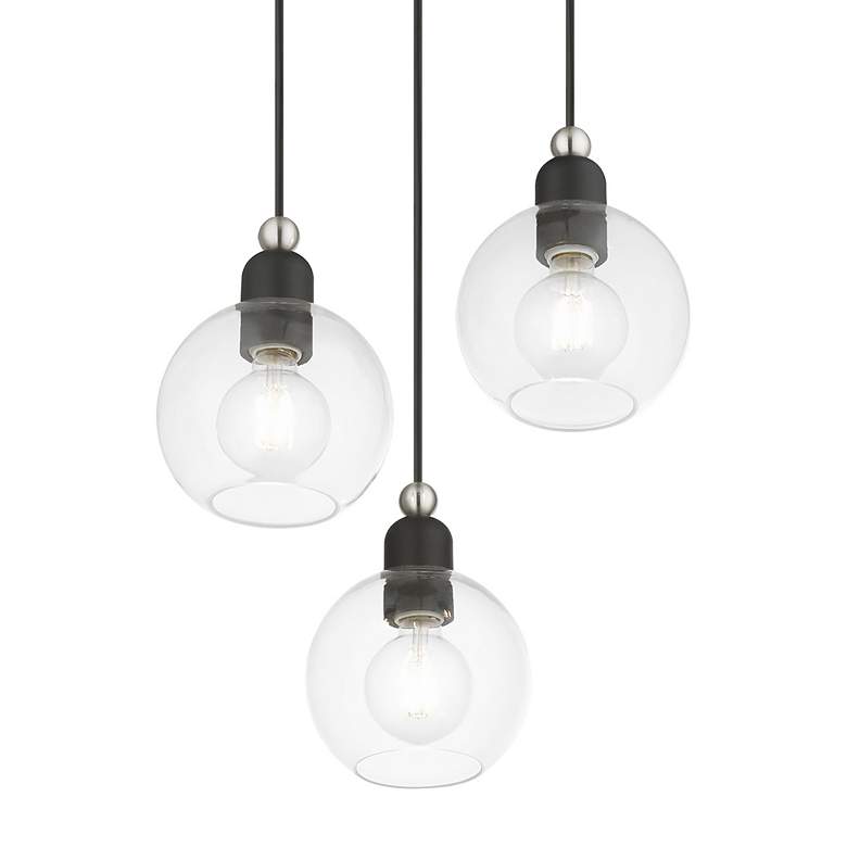 Image 5 Downtown 3 Light Black Sphere Multi Pendant with Brushed Nickel Accents more views