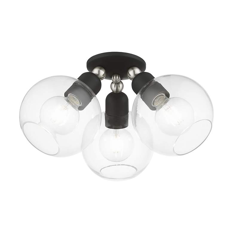 Image 6 Downtown 3 Light Black Sphere Semi-Flush with Brushed Nickel Accents more views
