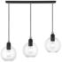 Downtown 3 Light Black with Brushed Nickel Accents Sphere Linear Chandelier