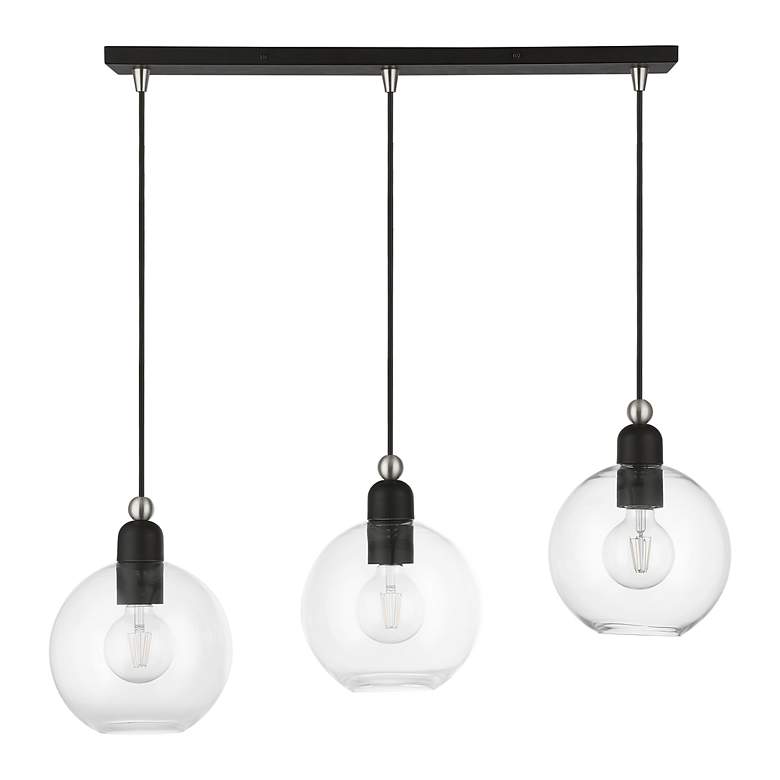Image 3 Downtown 3 Light Black with Brushed Nickel Accents Sphere Linear Chandelier more views