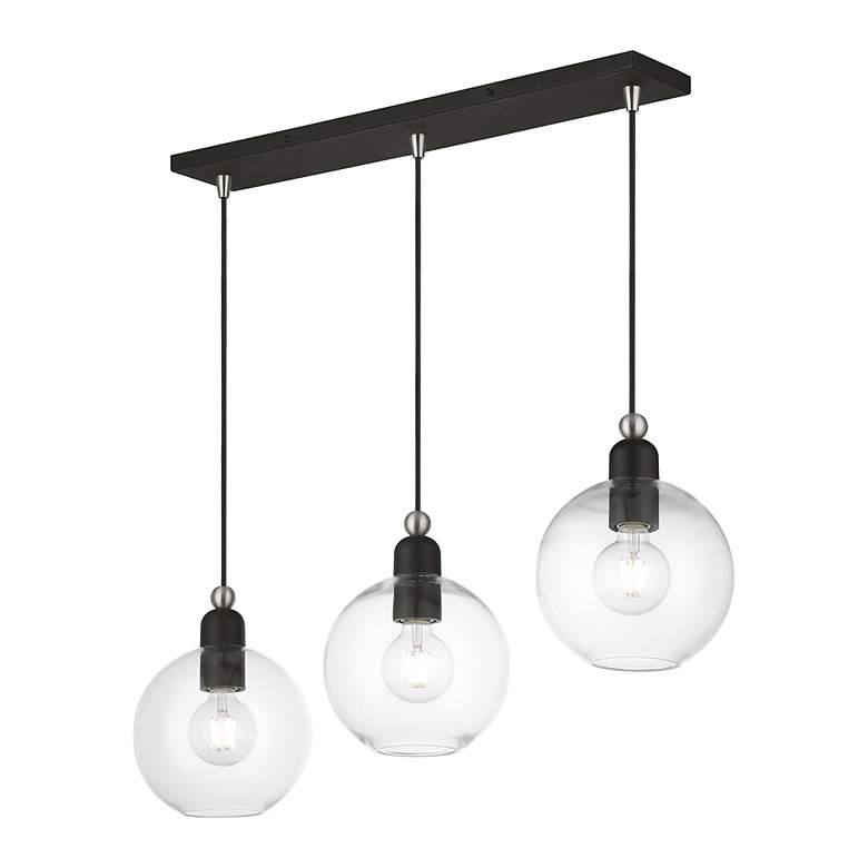 Image 6 Downtown 3 Light Black with Brushed Nickel Accents Sphere Linear Chandelier more views
