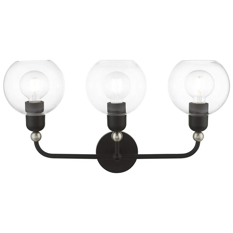 Image 1 Downtown 3 Light Black with Brushed Nickel Accents Sphere Vanity Sconce
