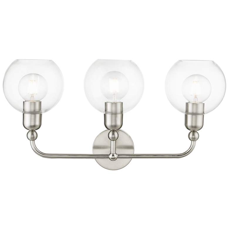 Image 1 Downtown 3 Light Brushed Nickel Sphere Vanity Sconce