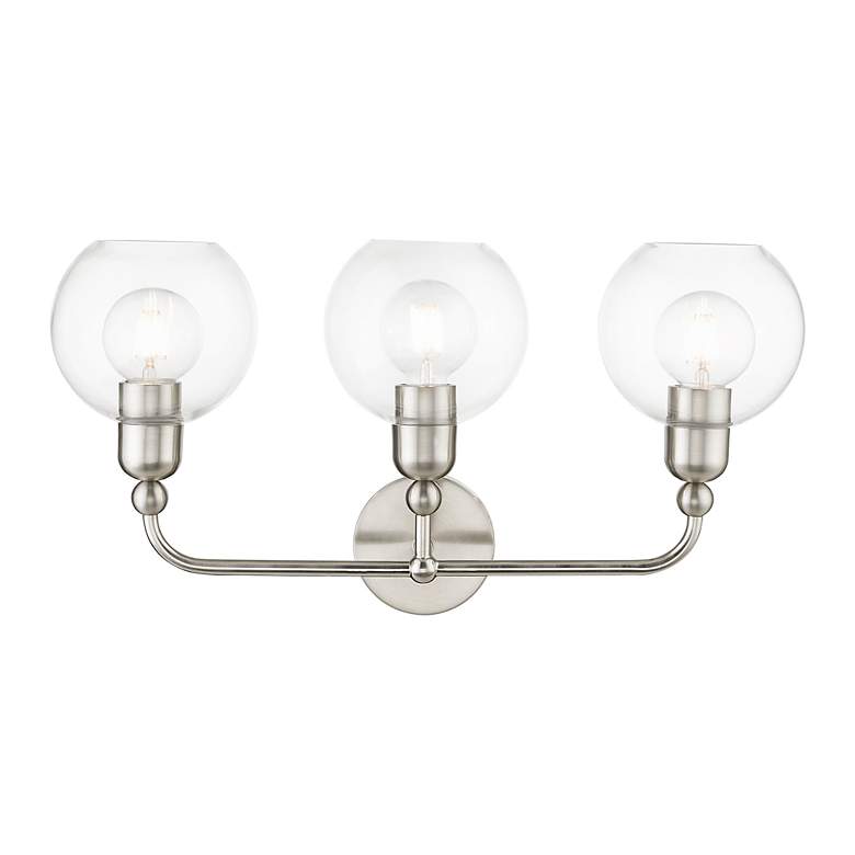 Image 3 Downtown 3 Light Brushed Nickel Sphere Vanity Sconce more views