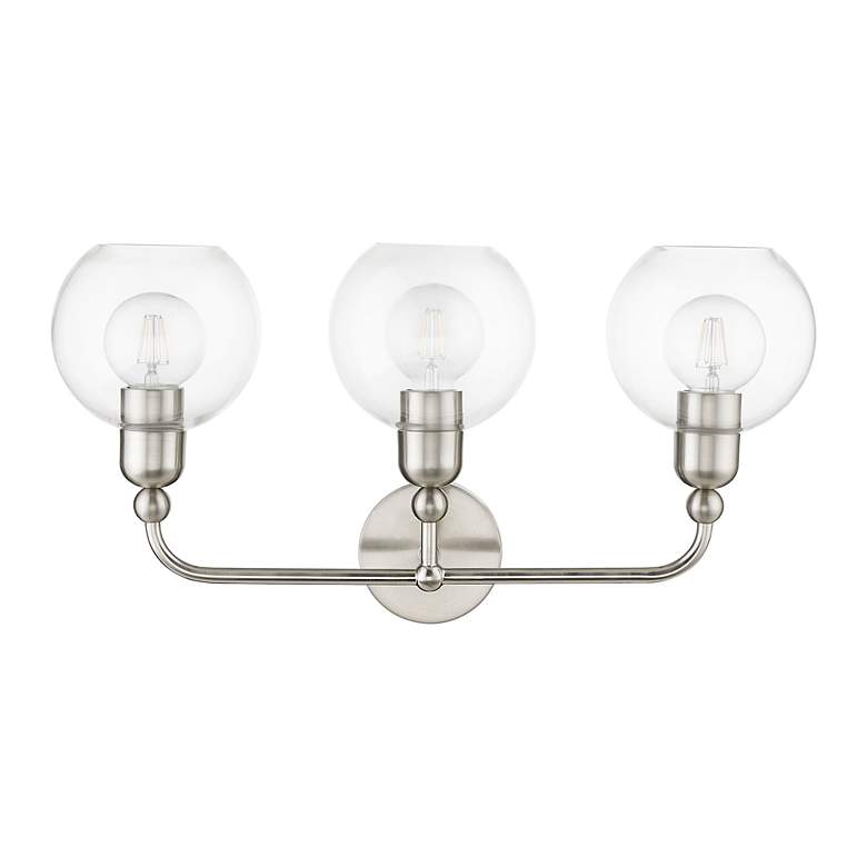 Image 4 Downtown 3 Light Brushed Nickel Sphere Vanity Sconce more views