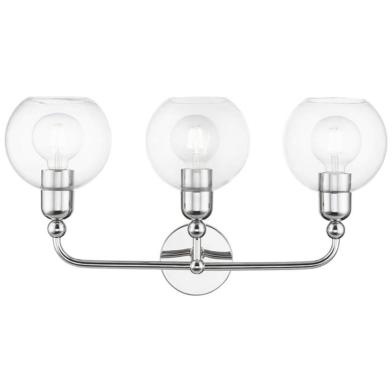 Image 1 Downtown 3 Light Polished Chrome Sphere Vanity Sconce