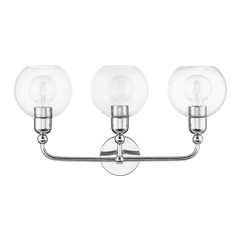Image 3 Downtown 3 Light Polished Chrome Sphere Vanity Sconce more views
