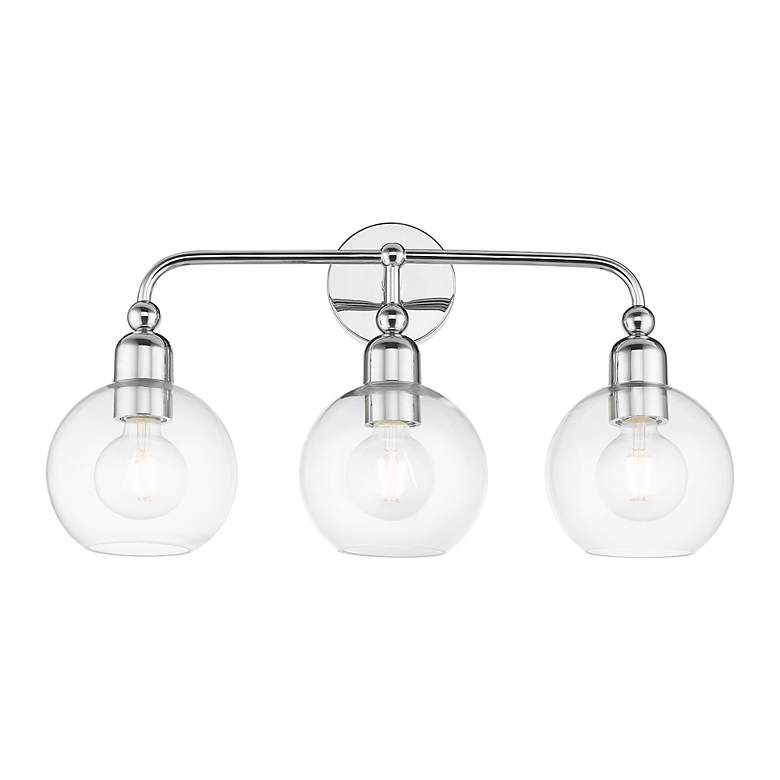Image 4 Downtown 3 Light Polished Chrome Sphere Vanity Sconce more views