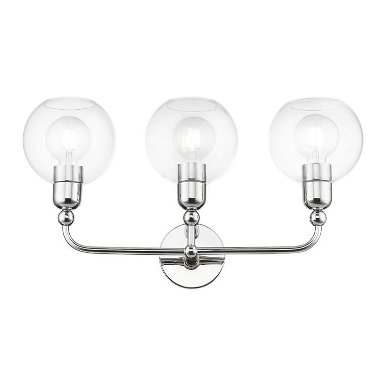 Image 5 Downtown 3 Light Polished Chrome Sphere Vanity Sconce more views