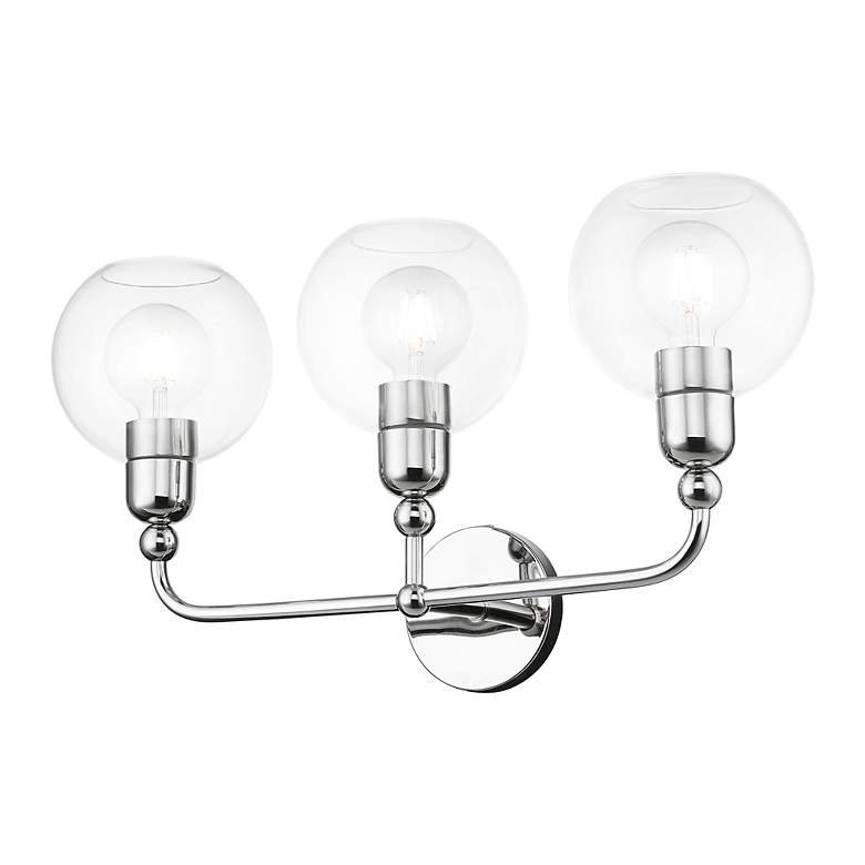 Image 6 Downtown 3 Light Polished Chrome Sphere Vanity Sconce more views