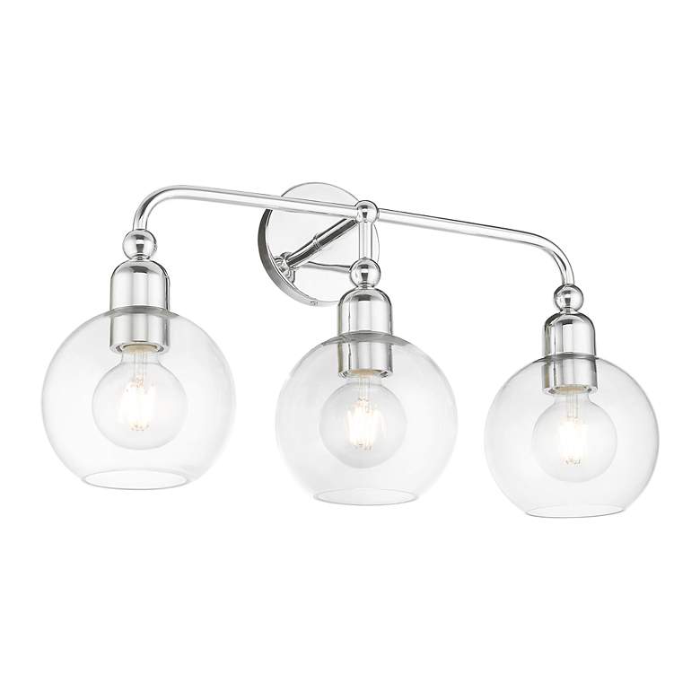 Image 7 Downtown 3 Light Polished Chrome Sphere Vanity Sconce more views