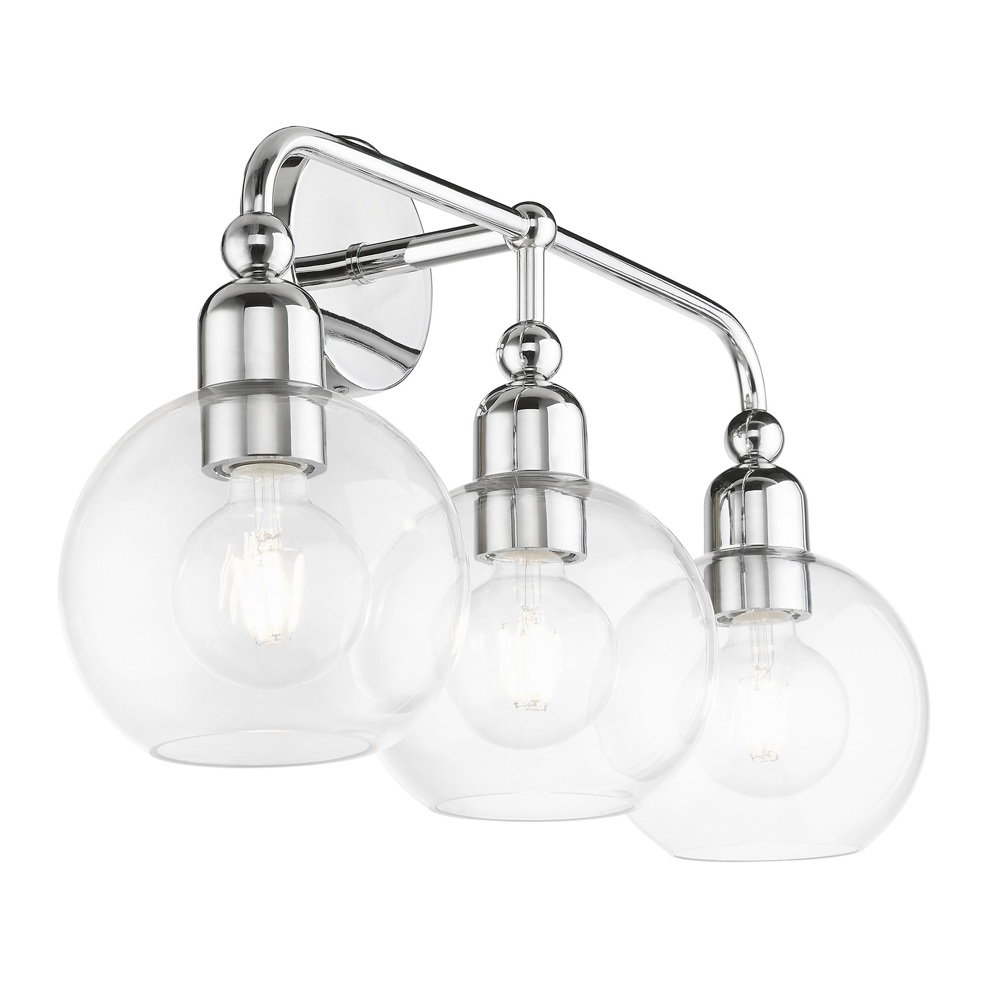 Downtown 3 Light Polished Chrome Sphere Vanity Sconce