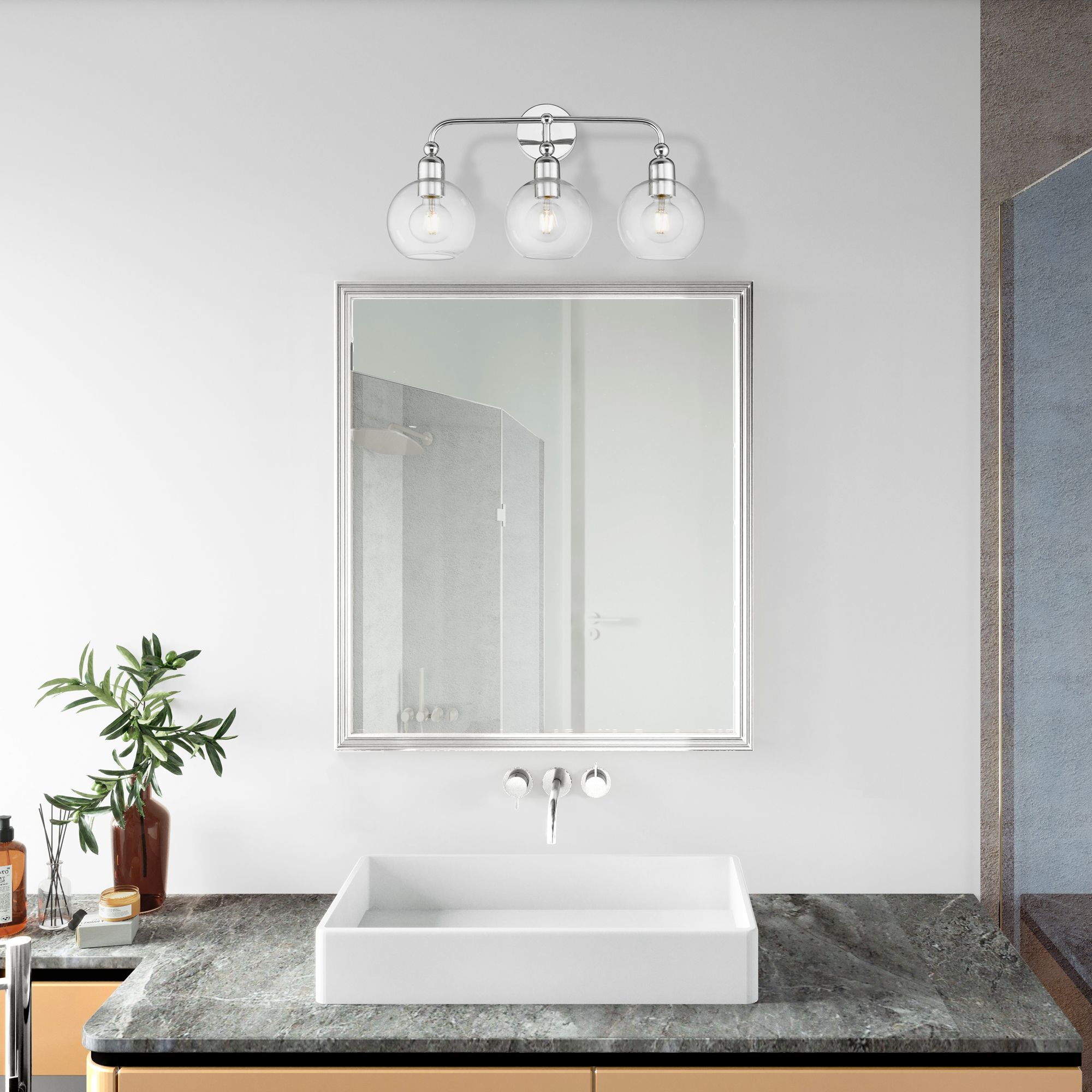 Downtown 3 Light Polished Chrome Sphere Vanity Sconce