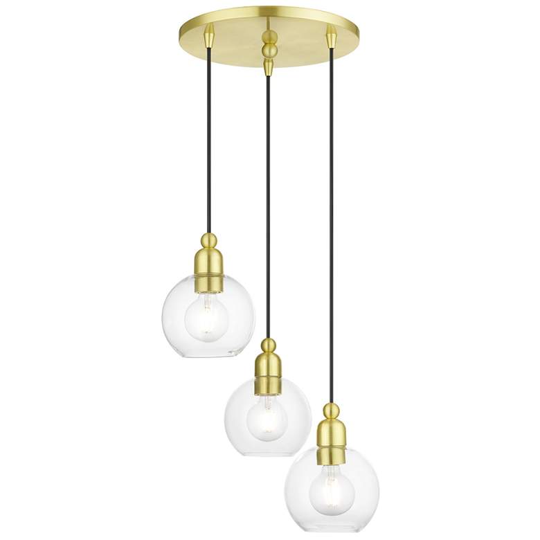 Image 1 Downtown 3 Light Satin Brass Sphere Multi Pendant