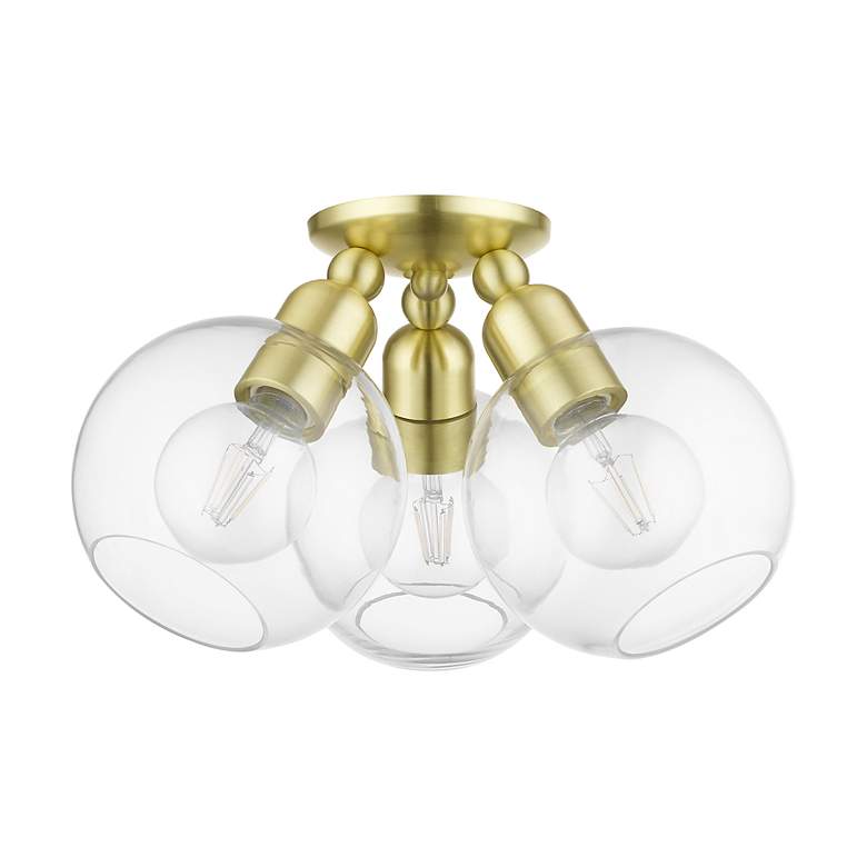 Image 3 Downtown 3 Light Satin Brass Sphere Semi-Flush more views