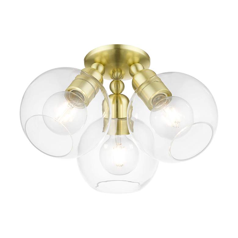 Image 4 Downtown 3 Light Satin Brass Sphere Semi-Flush more views