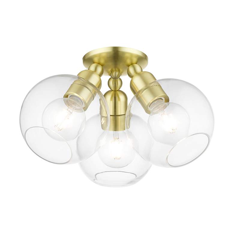 Image 5 Downtown 3 Light Satin Brass Sphere Semi-Flush more views