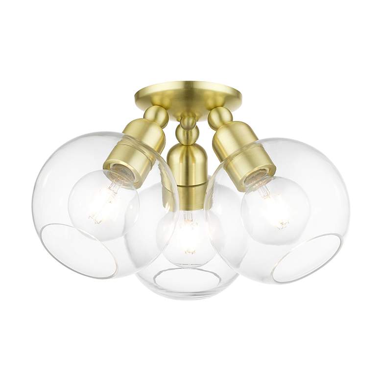 Image 6 Downtown 3 Light Satin Brass Sphere Semi-Flush more views