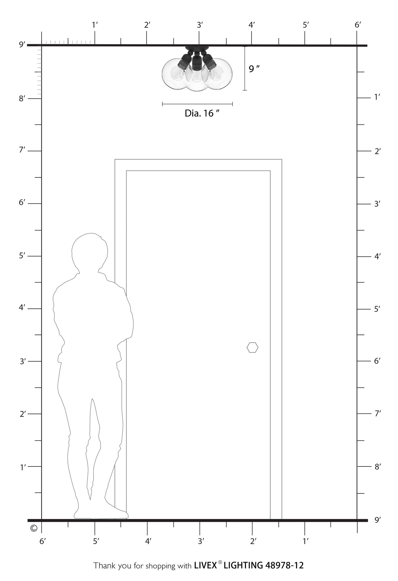 Downtown 3 Light Satin Brass Sphere Semi-Flush