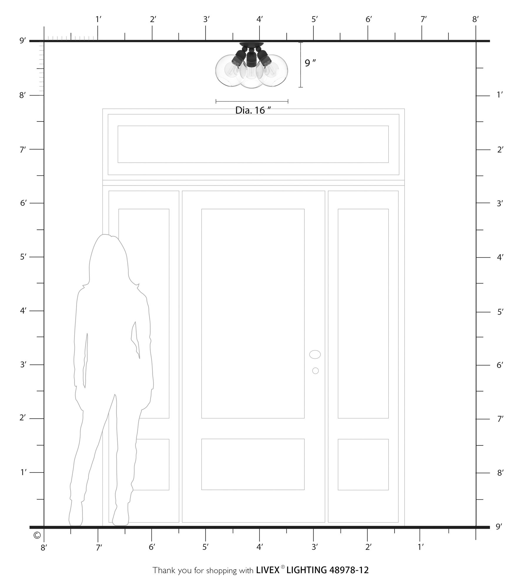 Downtown 3 Light Satin Brass Sphere Semi-Flush