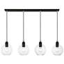 Downtown 4 Light Black Sphere Linear Chandelier with Brushed Nickel Accents