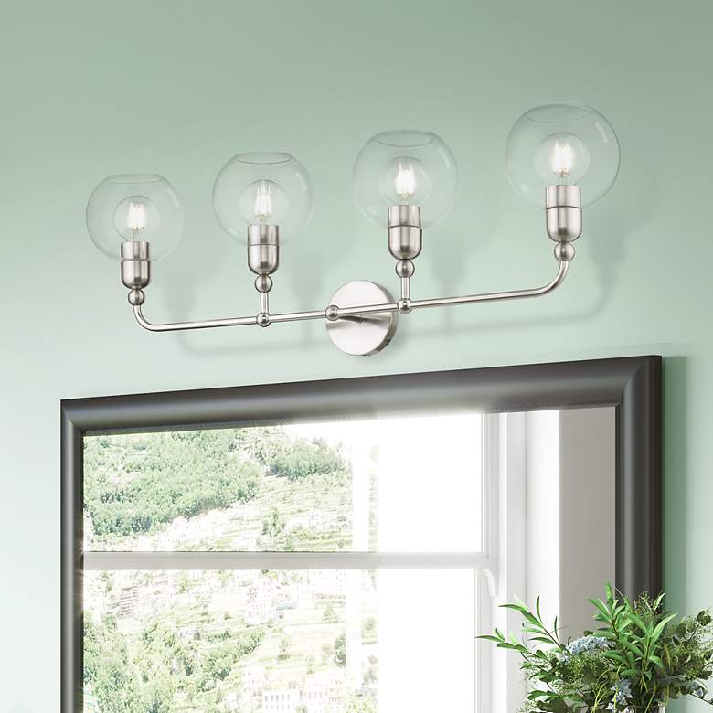 Image 1 Downtown 4 Light Brushed Nickel Large Sphere Vanity Sconce