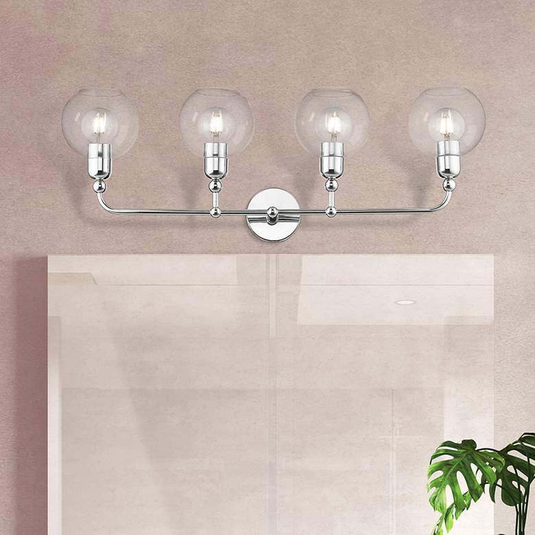 Image 1 Downtown 4 Light Polished Chrome Large Sphere Vanity Sconce