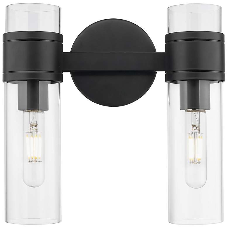 Image 2 Downtown Arden 11"W 2 Light Black Bath Vanity Light w/ Clear Shade more views