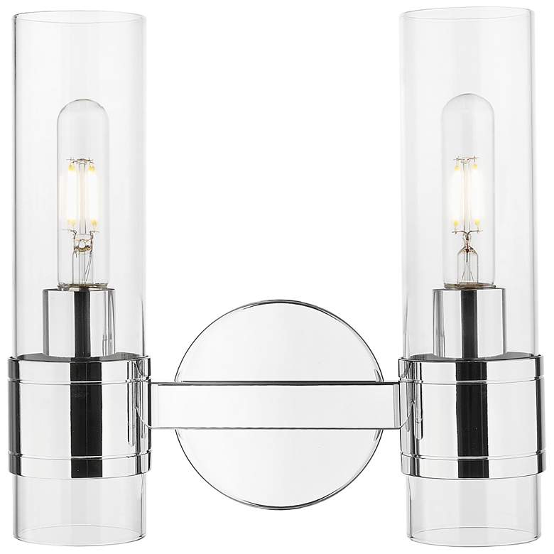 Image 1 Downtown Arden 11"W 2 Light Chrome Vanity Light w/ Clear Shade