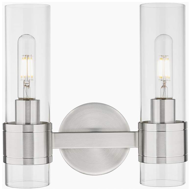 Image 1 Downtown Arden 11"W 2 Light Satin Nickel Vanity Light w/ Clear Shade