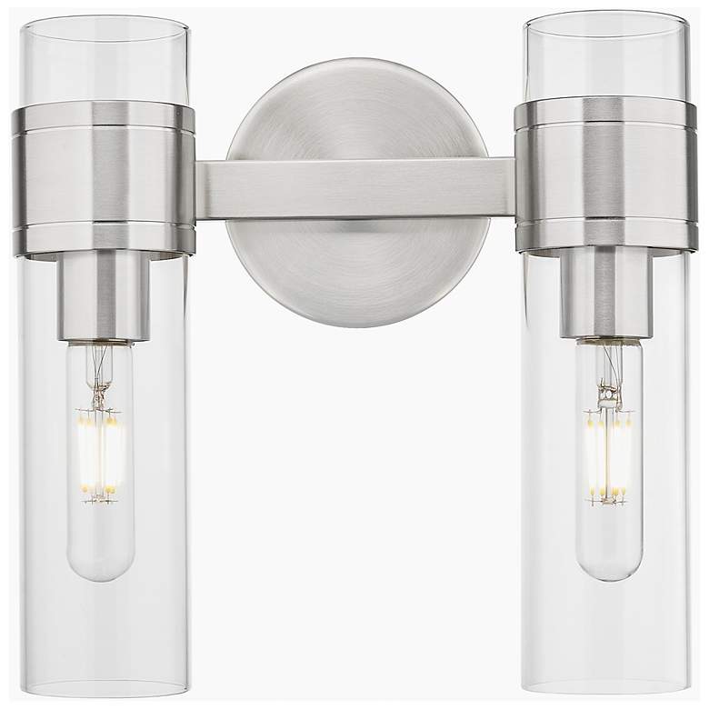 Image 2 Downtown Arden 11"W 2 Light Satin Nickel Vanity Light w/ Clear Shade more views