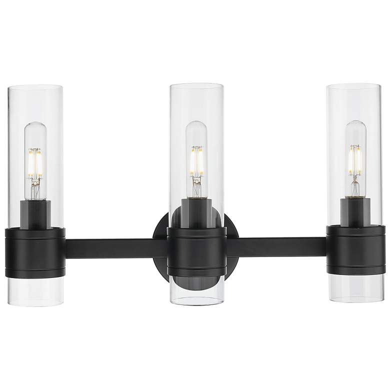 Image 1 Downtown Arden 19"W 3 Light Black Bath Vanity Light w/ Clear Shade