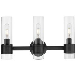 Downtown Arden 19"W 3 Light Black Bath Vanity Light w/ Clear Shade