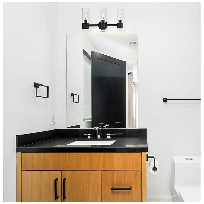 Image 3 Downtown Arden 19"W 3 Light Black Bath Vanity Light w/ Clear Shade more views