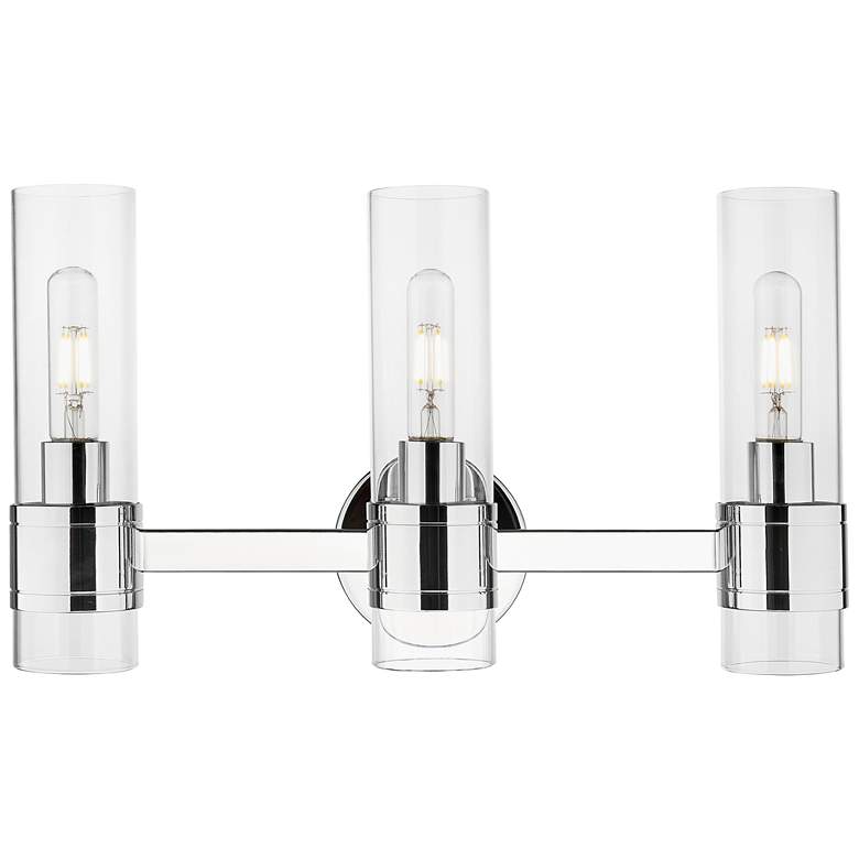 Image 1 Downtown Arden 19"W 3 Light Chrome Vanity Light w/ Clear Shade