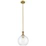 1_Downtown Astor 10"W Metal Brushed Brass Mini Pendant w/ Clear Shade