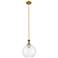 Downtown Astor 10"W Metal Brushed Brass Mini Pendant w/ Clear Shade