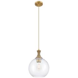 Downtown Astor 10"W Metal Cord Brass Mini Pendant w/ Clear Shade