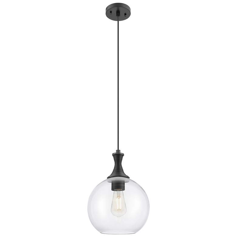 Image 1 Downtown Astor 10"W Metal Cord Matte Black Mini Pendant w/ Clear Shade