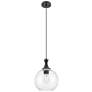 1_Downtown Astor 10"W Metal Cord Matte Black Mini Pendant w/ Clear Shade