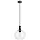 Downtown Astor 10"W Metal Cord Matte Black Mini Pendant w/ Clear Shade