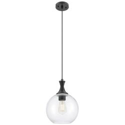 Downtown Astor 10"W Metal Cord Matte Black Mini Pendant w/ Clear Shade