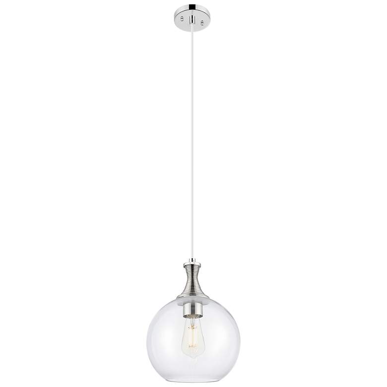 Image 1 Downtown Astor 10"W Metal Cord Nickel Mini Pendant w/ Clear Shade