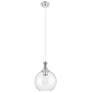 1_Downtown Astor 10"W Metal Cord Satin Nickel Pendant w/ Clear Shade