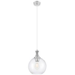 Downtown Astor 10"W Metal Cord Satin Nickel Pendant w/ Clear Shade