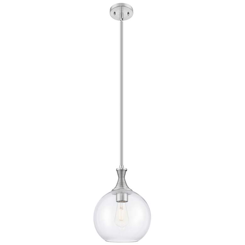Image 1 Downtown Astor 10"W Metal Satin Nickel Mini Pendant w/ Clear Shade