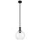 Downtown Astor 10"W Metal Stem Matte Black Mini Pendant w/ Clear Shade